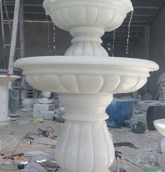 Mẫu đài phun nước đá cẩm thạch trắng cao 2 mét (ĐPN24)