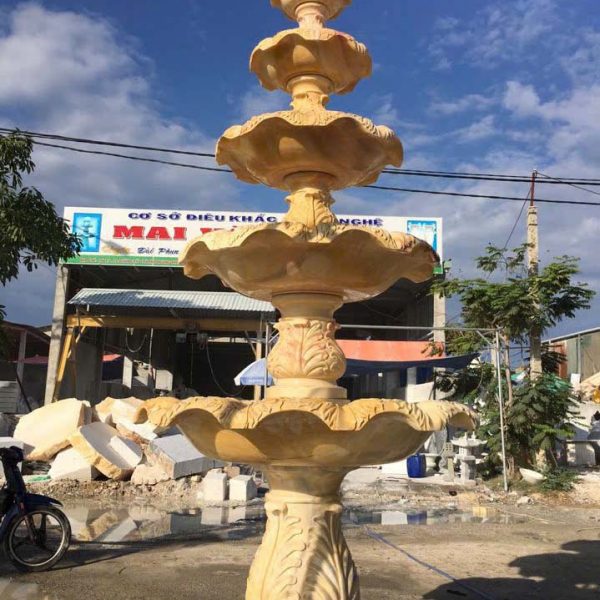 Mẫu Đài Phun Nước bằng đá vàng cà rốt cao 2,3 mét (ĐPN04)