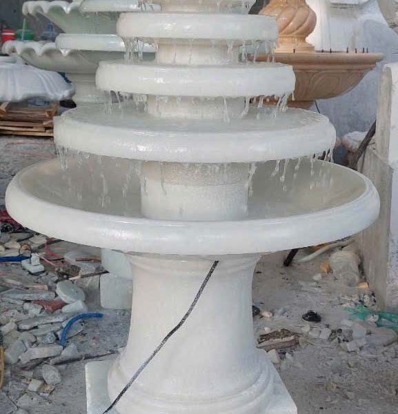 Tháp nước 6 tầng đá cẩm thạch trắng cao 1,2 mét (ĐPN37)