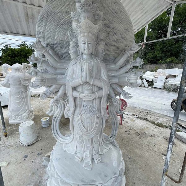 Tượng Phật Thiên Thủ Thiên Nhãn bằng đá cẩm thạch xám cao 1,5 mét (PTTTTN13)