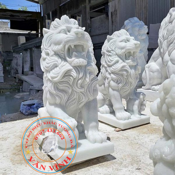 Tượng Sư Tử bằng đá cẩm thạch tự nhiên nguyên khối cao 1,27 mét (ST41)