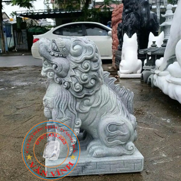 Tượng con Nghê bằng đá cẩm thạch tự nhiên cao 80cm (CN12)