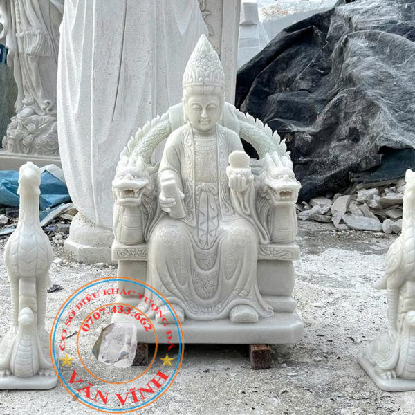 Tượng Mẫu Cửu Trùng Thiên bằng đá cẩm thạch tự nhiên nguyên khối cao 70 cm (MCTT05)
