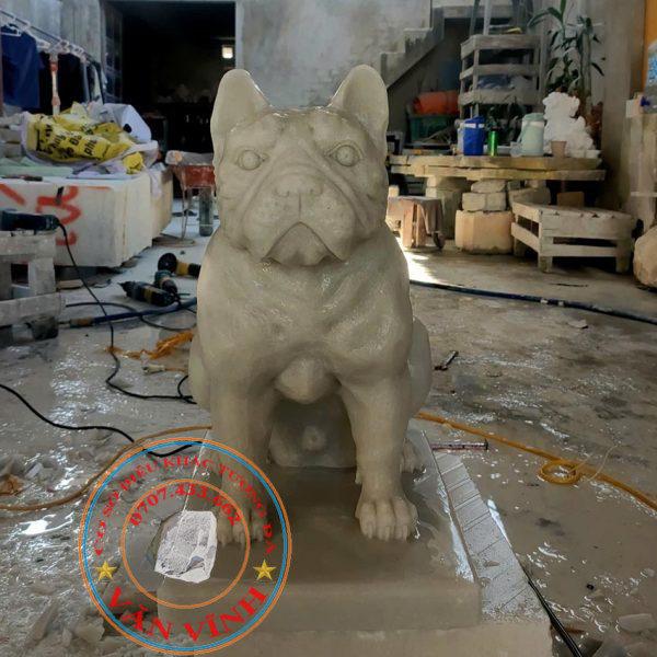 Tượng chó đá tự nhiên cao 50 cm (CHO03)