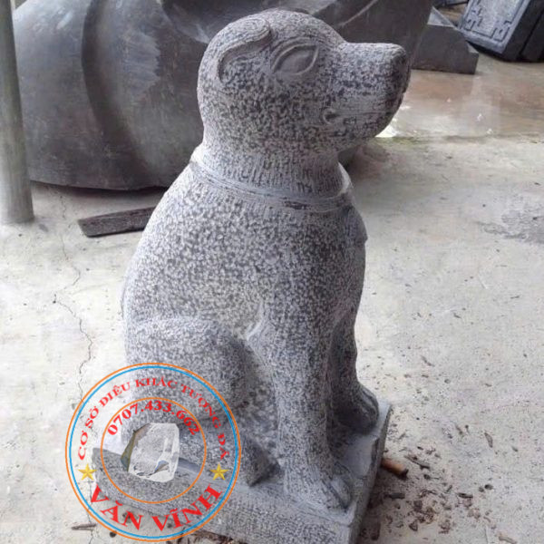 Tượng chó đá xám để cổng cao 60 cm (CHO05)