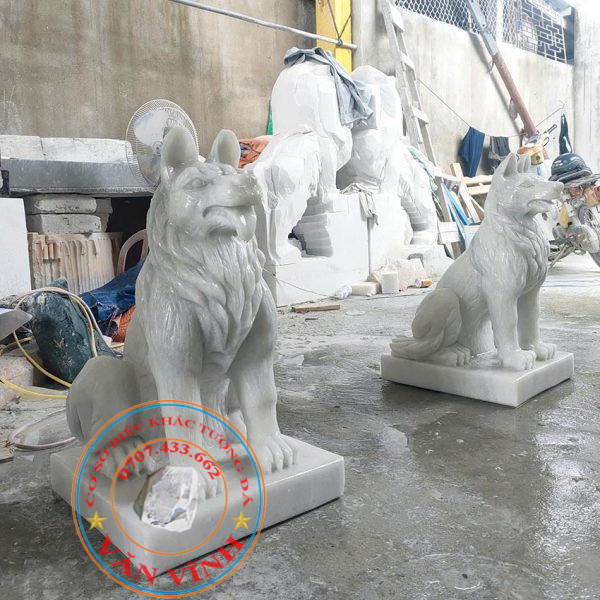 Tượng chó đá gác cổng cao 81 cm (CHO07)