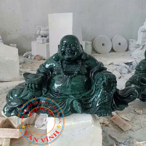 Tượng Phật Di Lặc đá xanh Ấn Độ cao 40 cm (DL08)